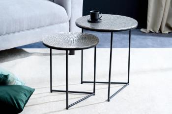 LuxD Sada odkladacích stolíkov Khalil 40 cm antik strieborná
