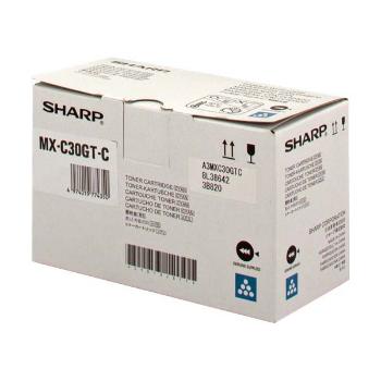 Sharp originál toner MX-C30GTC, cyan, 6000str., Sharp MX-C250FE, C300WE, O, azurová