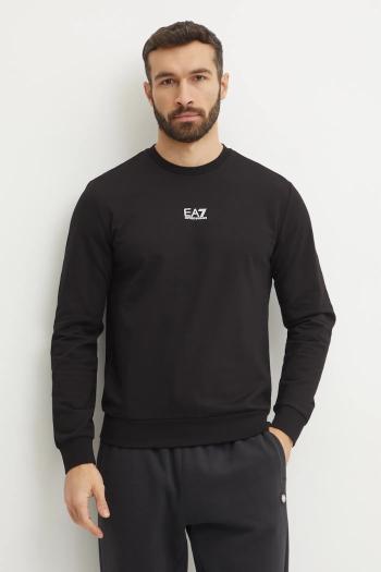 Bavlnená mikina EA7 Emporio Armani pánska, čierna farba, jednofarebná, PJVRZ.8NPM30