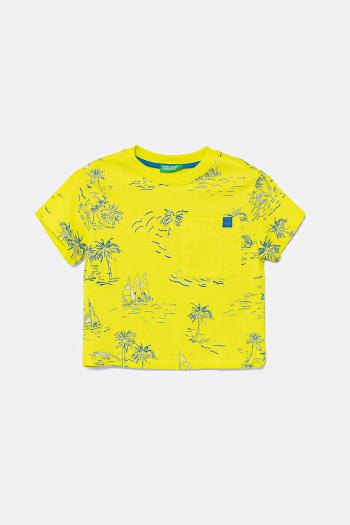 Detské bavlnené tričko United Colors of Benetton zelená farba, vzorované, 3PDQG10JN