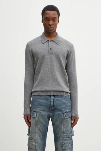 Vlnený sveter Norse Projects Norse Standard Merino Lambswool Polo pánsky, šedá farba, N45.0621.1500