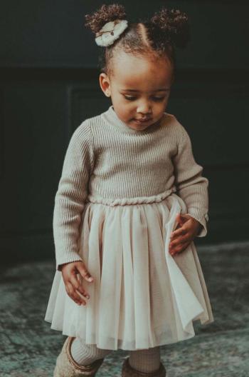 Šaty pre bábätká Donsje Lotus Dress béžová farba, mini, áčkový strih, 4043900