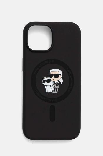 Puzdro na mobil Karl Lagerfeld iPhone 15 / 14 / 13 6.1 čierna farba, KLHMP15SSCMKCRHK