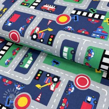 Bavlnená látka Cars on the road design B