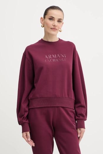 Bavlnená mikina Armani Exchange bordová farba, s potlačou, XW000747 AF16114