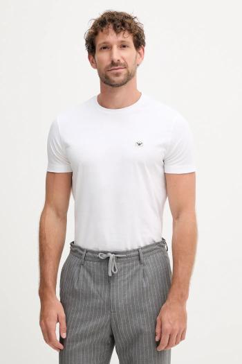 Bavlnené tričko Emporio Armani pánske, biela farba, jednofarebné, 8N1TQ6 1JRGZ