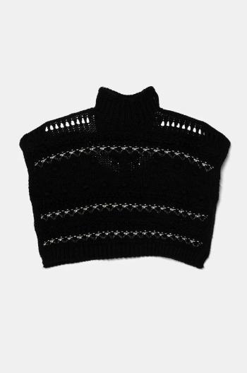 Detské pončo United Colors of Benetton čierna farba, teplé, 115HQU010