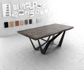 Jedálenský stôl Edge 200x100 XL Acacia platinum flat steel black