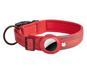 PROTEMIO GLOWY PAW Reflexný obojok pre Apple AirTag VEĽKOSŤ: S - červený