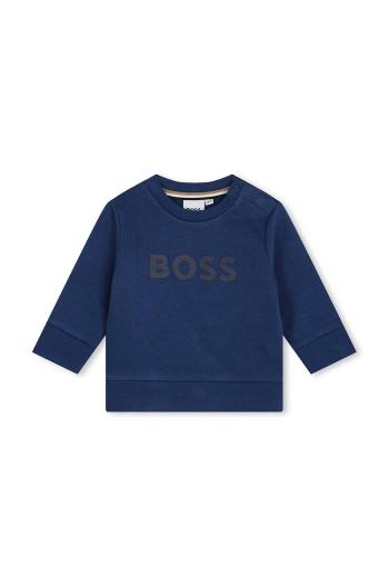 Mikina pre bábätká BOSS tmavomodrá farba, s potlačou, J51289