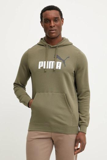Mikina Puma pánska, zelená farba, s kapucňou, s potlačou, 684712
