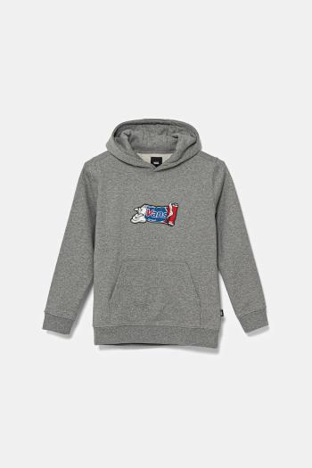 Detská mikina Vans Fresh Pullover šedá farba, s kapucňou, s potlačou, VN000MHF02F1