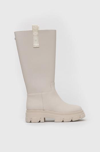 Vysoké čižmy Steve Madden Lodge dámske, béžová farba, na platforme,