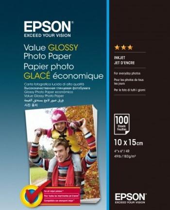 Epson Value Glossy Photo Paper, lesklý bílý foto papír, 10x15cm, 183 g/m2, 100 ks, C13S400039