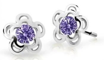 Cutie Jewellery Pôvabné detské náušnice z bieleho zlata C2204-30-X-2 fialová