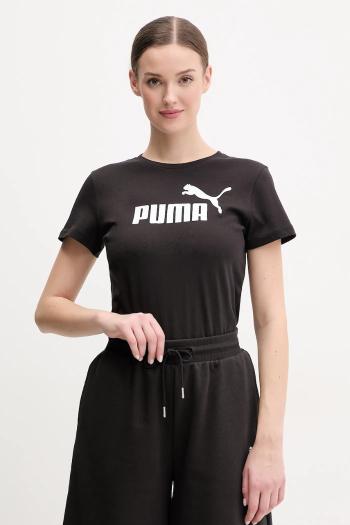 Bavlnené tričko Puma dámske, čierna farba, 682370