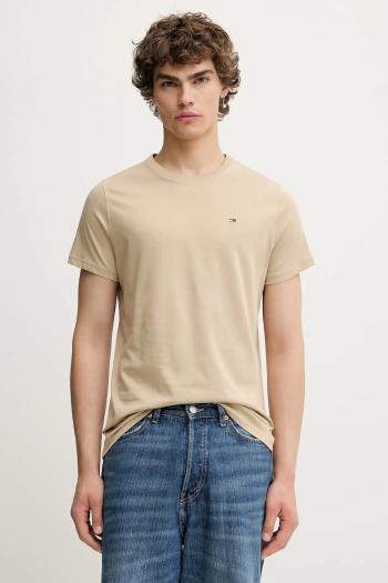 Bavlnené tričko Tommy Jeans pánske, biela farba, jednofarebné, DM0DM04411