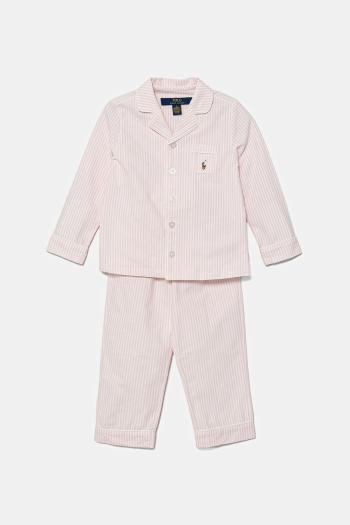 Detské bavlnené pyžamo Polo Ralph Lauren 2-pak ružová farba, vzorovaná, 3P0198