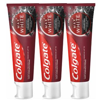 Colgate Bieliaca zubná pasta s aktívnym uhlím Max White Charcoal Trio 3 x 75 ml