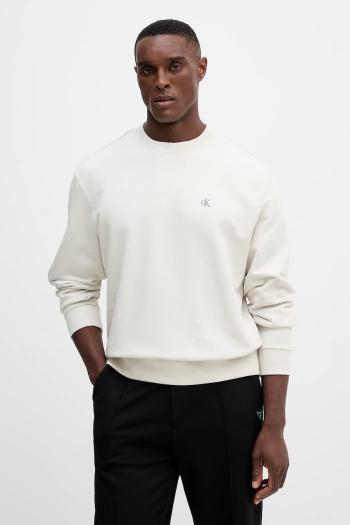 Bavlnená mikina Calvin Klein Jeans béžová farba, jednofarebná, LV04RC296G