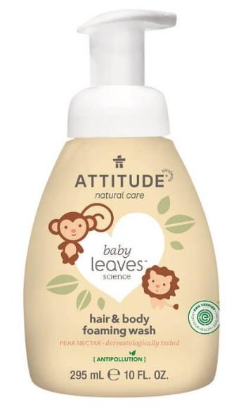 ATTITUDE Baby Leaves Detská sprchová pena (2v1) s vôňou hruškovej šťavy 295 ml