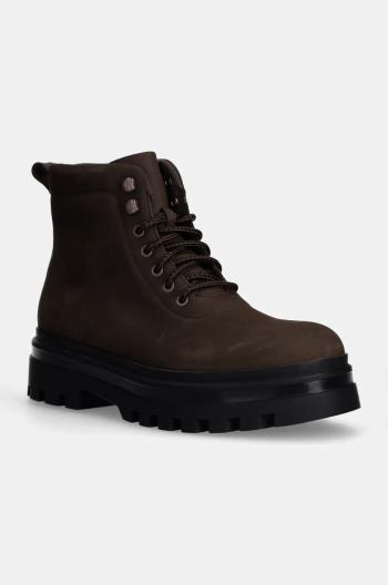 Nubukové topánky Calvin Klein Jeans LUGGED LACEUP BOOT OXF HIKING NB hnedá farba, YM0YM01076