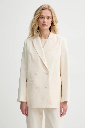 Bavlnené sako A.P.C. veste lucy béžová farba, dvojradové, jednofarebné, COHFU.F03212