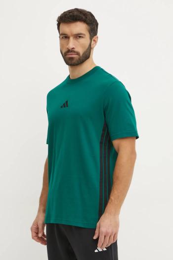 Bavlnené tričko adidas Essentials pánske, zelená farba, vzorované, JD1905