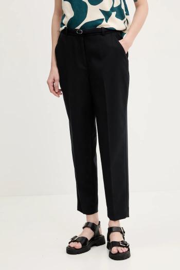 Nohavice Abercrombie & Fitch dámske, čierna farba, priliehavé, vysoký pás, KI156-5069