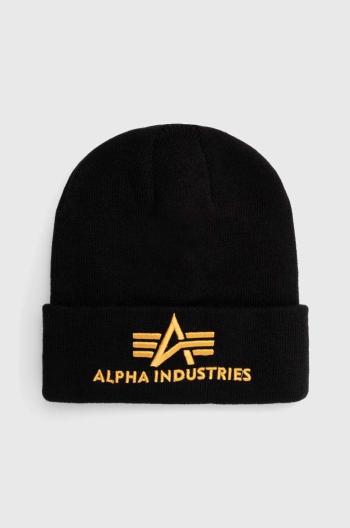 Čiapka Alpha Industries 3D Beanie 168910.583, čierna farba, z tenkej pleteniny