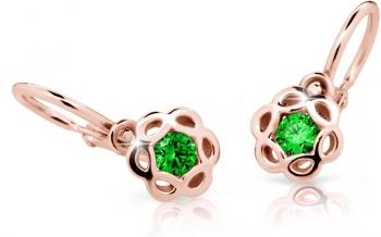 Cutie Jewellery Detské náušnice z ružového zlata C2179-10-X-4 zelená