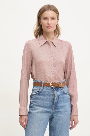 Košeľa Tommy Hilfiger dámska, béžová farba, regular, s klasickým golierom, WW0WW44036