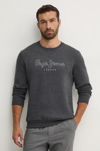 Mikina Pepe Jeans NEW NOUVEL CREW pánska, šedá farba, jednofarebná, PM582719