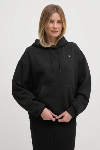 Mikina Calvin Klein Jeans dámska, čierna farba, s kapucňou, s potlačou, J20J224739