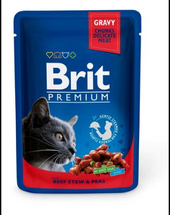 BRIT Premium Cat Adult carne de vită și mazăre pliculeț pentru pisici 24 x 100g