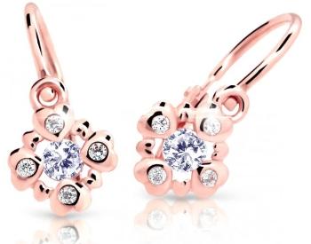Cutie Jewellery Trblietavé detské náušnice z ružového zlata C2253-10-X-4 biela