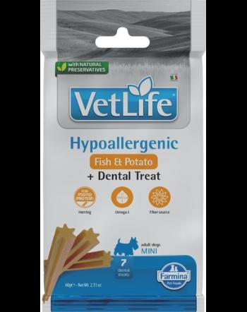 FARMINA Vet Life Dental Treat Hypoallergenic Fish Mini 60 g Baton dentar cu peste, pentru caini de talie mica