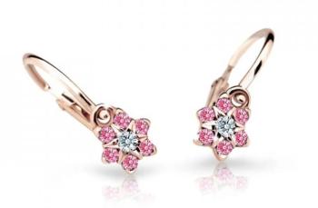 Cutie Jewellery Pôvabné detské náušnice z ružového zlata C2152-10-X-4 fuchsiová