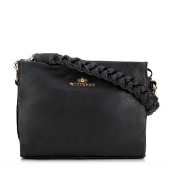 Dámska crossbody kabelka s pletenou rúčkou čierna 99-4E-011-1