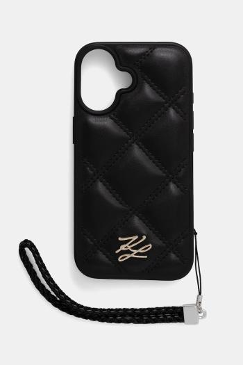 Puzdro na mobil Karl Lagerfeld iPhone 16 čierna farba, KLHCP16SPSQSKLSMSK