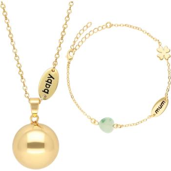 Bola Nature Stone Beads and Mum/Baby Charm tehotenská rolnička Gold