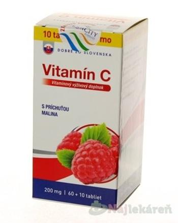 Dobré z SK Vitamín C 200 mg príchuť MALINA, 70 ks