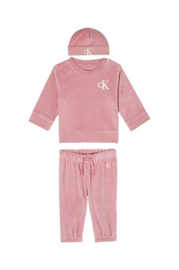 Tepláková súprava pre bábätká Calvin Klein Jeans ružová farba