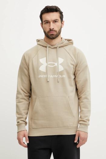 Mikina Under Armour pánska, zelená farba, s kapucňou, s potlačou