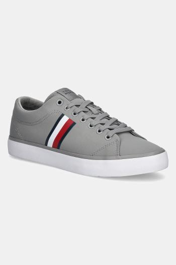 Tenisky Tommy Hilfiger TH HI VULC LOW CORE STRIPES MESH pánske, šedá farba, FM0FM05393