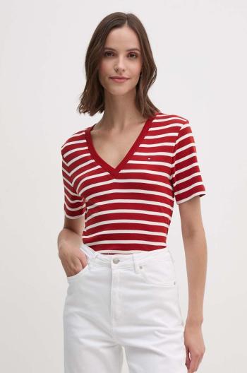 Bavlnené tričko Tommy Hilfiger dámske, tmavomodrá farba, WW0WW40584