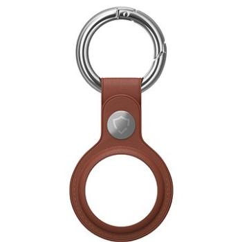 AlzaGuard Genuine Leather Keychain na Airtag hnedá (AGD-AKL002C)