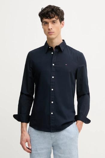 Bavlnená košeľa Tommy Hilfiger pánska, tmavomodrá farba, slim, s klasickým golierom, MW0MW38137