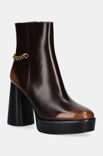 Kožené členkové topánky MICHAEL Michael Kors Carlisle dámske, hnedá farba, na podpätku, 40F4CLME2L.230