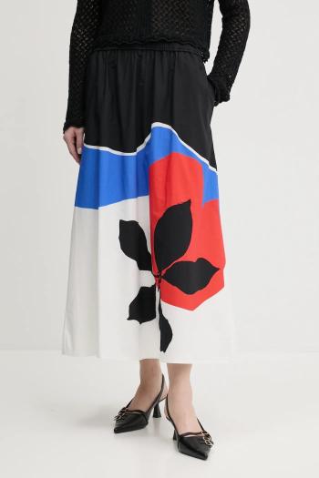 Bavlnená sukňa Desigual FLOR ONDAS_LACROIX čierna farba, maxi, áčkový strih, 25SWFW14